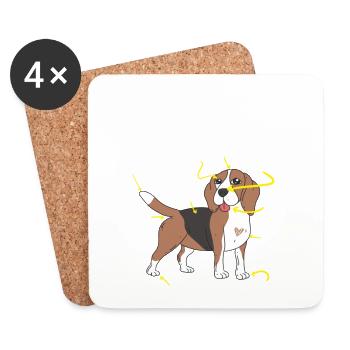 Beagle Anatomie eines Hundes Hundeliebhaber - Untersetzer (4er-Set) - Weiß - Vorne
