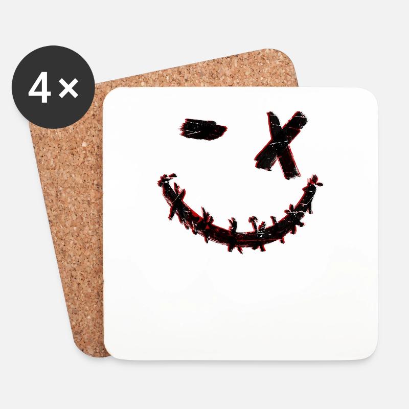Glitch Smiley - Untersetzer (4er-Set) - Weiß