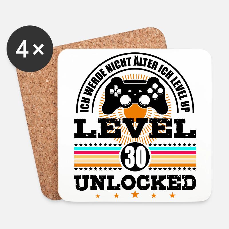 30 Geburtstag Geschenk Level 30 Complete Zocken - Untersetzer (4er-Set) - Weiß