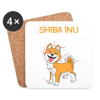 Anatomy of a Shiba Inu - Coasters (set of 4) - white - Front