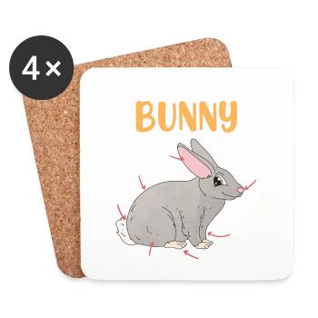 Anatomie d’un lapin Rongeur lapin - Dessous de verre (lot de 4) - blanc - Devant