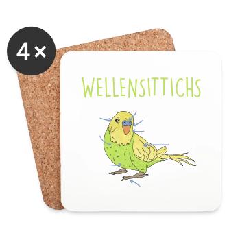 Wellensittich Geschenk Anatomie Wellensittich - Untersetzer (4er-Set) - Weiß - Vorne