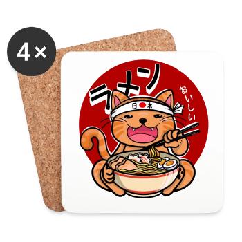 Kawaii Japonais Sushi Chats Anime Japon - Dessous de verre (lot de 4) - blanc - Devant