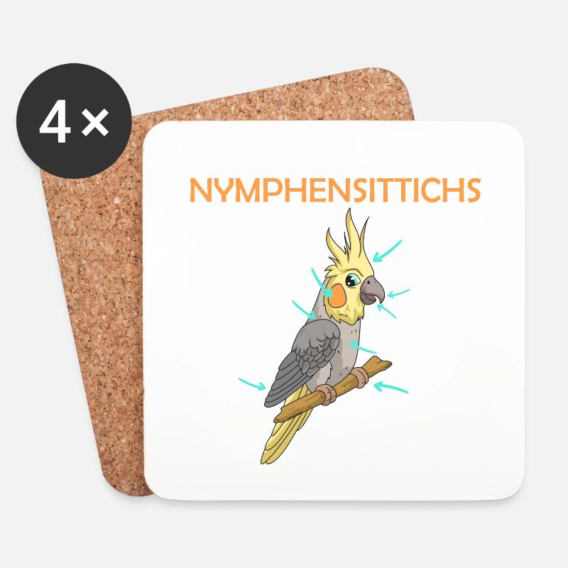 Nymphensittich - Untersetzer (4er-Set) - Weiß
