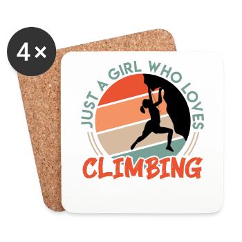 Climbing Saying Just a girl who loves Climbing - Coasters (set of 4) - white - Front