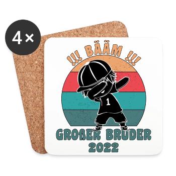 Bääm! Großer Bruder 2022 Ankündigung Dab Geburt - Untersetzer (4er-Set) - Weiß - Vorne