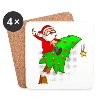 Anti Weihnachten Tannenbaum Nikolaus Mittelfinger - Untersetzer (4er-Set) - Weiß - Vorne