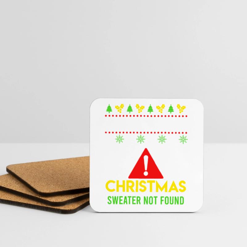 404 Error Ugly Chritsmas Coder Programmer Code Coasters (set of 4)