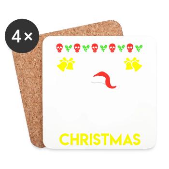 Heavy Christmas Skeleton Skull Ugly Christmas - Coasters (set of 4) - white - Front