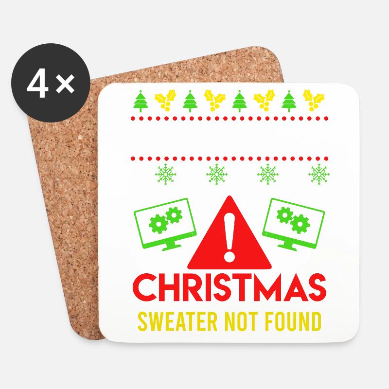 Christmas Spruch 404 Error Sweater not Found - Untersetzer (4er-Set) - Weiß