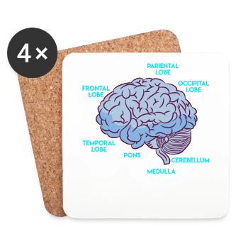 Anatomie d’un cerveau médecine étudiant - Dessous de verre (lot de 4) - blanc - Devant