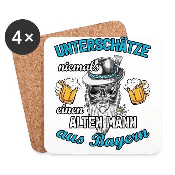 Alter Mann Bayern Tracht Bier Geschenk Bayrisch - Untersetzer (4er-Set) - Weiß - Vorne