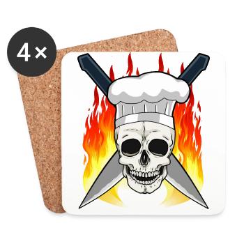 Koch Küche kochen Chefkoch Kochkunst Hobbykoch - Untersetzer (4er-Set) - Weiß - Vorne
