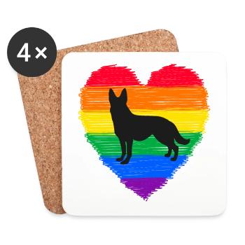 German Shepherd, dog lover - Coasters (set of 4) - white - Front