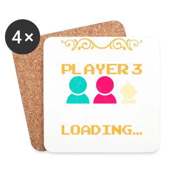Cadeau de papa en devenir Waiting for Player 3 - Dessous de verre (lot de 4) - blanc - Devant