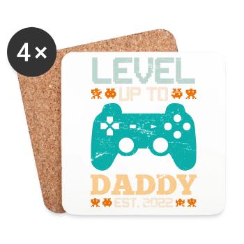 Level up to Daddy 2022 Gaming Père devenir papa - Dessous de verre (lot de 4) - blanc - Devant