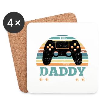 Vintage Papa 2022 Sort Leveled up to Daddy - Dessous de verre (lot de 4) - blanc - Devant