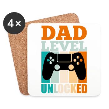 Dad Level unlocked werdender Papa 2022 Gaming - Untersetzer (4er-Set) - Weiß - Vorne