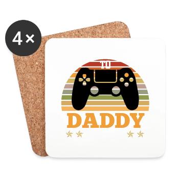 Devenir papa 2022 leveled up en 2022 père - Dessous de verre (lot de 4) - blanc - Devant