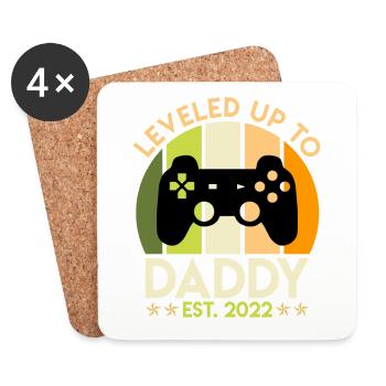 Leveled up to Daddy 2022 werdender Papa 2022 - Untersetzer (4er-Set) - Weiß - Vorne