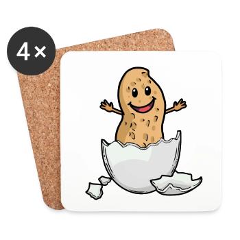 Peanut Nut Eggshell Birth Baby Hurray - Coasters (set of 4) - white - Front