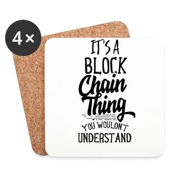 Blockchain Crypto Lune Krypro Krypro - Dessous de verre (lot de 4) - blanc - Devant