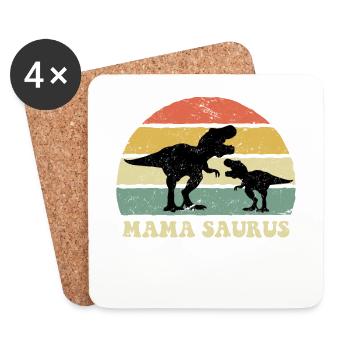 Mama Saurus Werdende Mutter 2022 Schwangerschaft - Untersetzer (4er-Set) - Weiß - Vorne