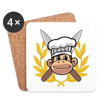Cook Cook Gourmet Monkey Chef Hobby Chef - Coasters (set of 4) - white - Front
