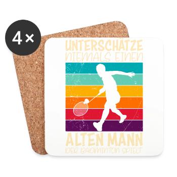 Alter Badminton Spieler Spruch Badminton - Untersetzer (4er-Set) - Weiß - Vorne