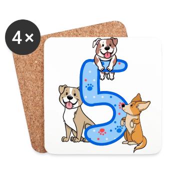 5. Geburtstag Junge Hunde Outfit 5 Jahre Alt Welpe - Untersetzer (4er-Set) - Weiß - Vorne