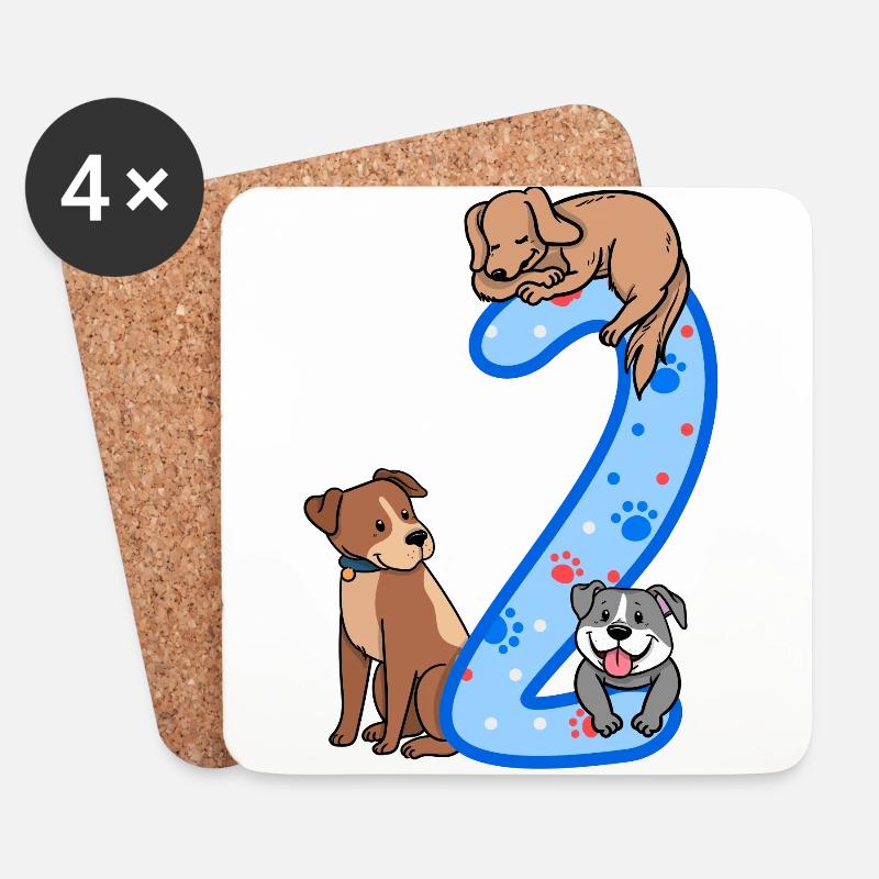 2. Geburtstag Junge Hunde Outfit 2 Jahre Alt Welpe - Untersetzer (4er-Set) - Weiß