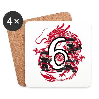 6th Birthday Boy 6 Years Ninja Dragon Costume - Coasters (set of 4) - white - Front