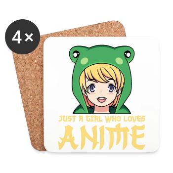 A Girl who loves Anime Manga Waifu - Untersetzer (4er-Set) - Weiß - Vorne