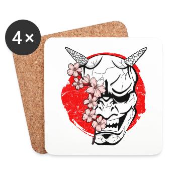 Japan Mask Oni Demon Japanese Devil - Coasters (set of 4) - white - Front