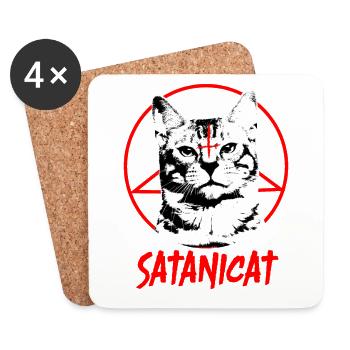 Antichrist Satanicat Satan Cat Devil - Coasters (set of 4) - white - Front