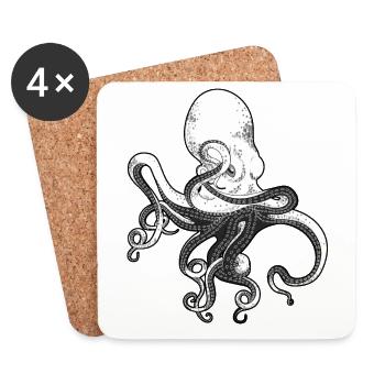 Oktopus Krake Tintenfisch Meeresfrüchte Calamaris - Untersetzer (4er-Set) - Weiß - Vorne