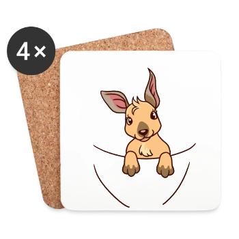 Kangaroo Pregnancy Baby Pregnant Birth Wild - Coasters (set of 4) - white - Front