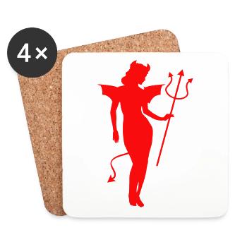 Satan Angel Devil Devil - Coasters (set of 4) - white - Front