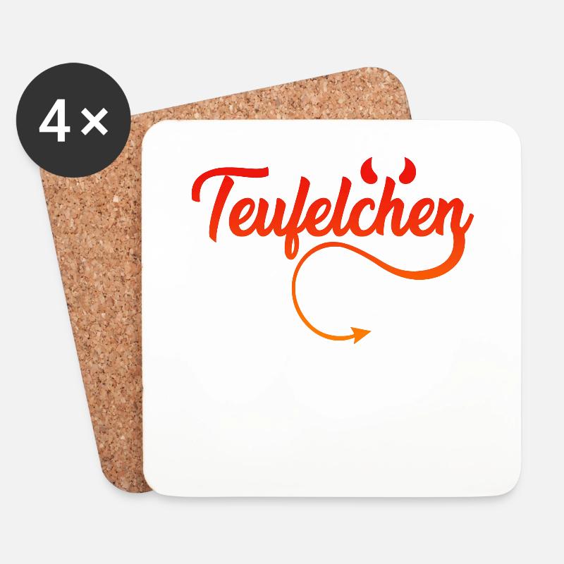 Engelchen Teufelchen Teufel - Untersetzer (4er-Set) - Weiß