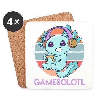 Gamesolotl Axolotl Gamer - Coasters (set of 4) - white - Front