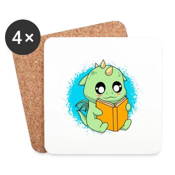 No Bookworm Book Dragon Dragon Children - Coasters (set of 4) - white - Front