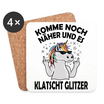 witzige Geschenke Sarkasmus Ironie Humor Einhorn - Untersetzer (4er-Set) - Weiß - Vorne
