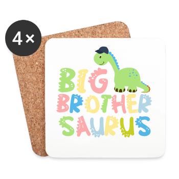 Promoted to big brother Saurus Dinosaur - Coasters (set of 4) - white - Front