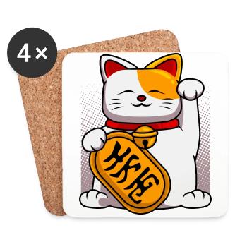 Japan Winkekatze Winken Katzen Katzenbesitzer - Untersetzer (4er-Set) - Weiß - Vorne