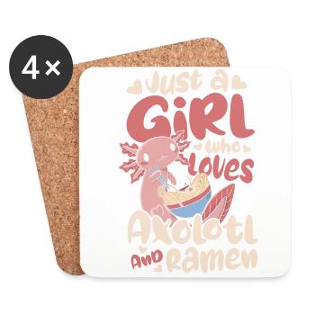 Axolotl und Ramen Japanisches Manga kawaii - Untersetzer (4er-Set) - Weiß - Vorne