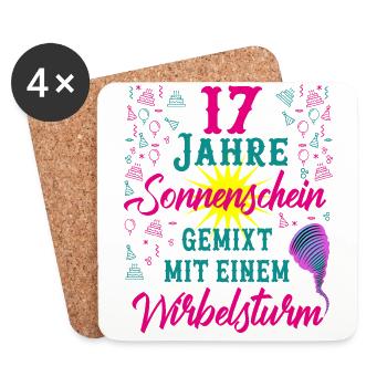 17 Geburtstag Frauen Geschenk 17 Jahre Geburtstag - Untersetzer (4er-Set) - Weiß - Vorne