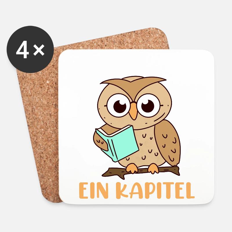Lehrer Bücherwurm Nur noch ein Kapitel Lese Eule - Untersetzer (4er-Set) - Weiß