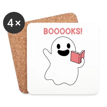 Booook's Books Ghost Spirit Spirits - Coasters (set of 4) - white - Front