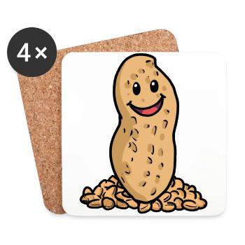Xmas Christmas Gift Peanut Nut Happy - Coasters (set of 4) - white - Front