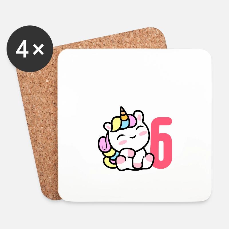 Ich bin jetzt 6 Jahre Geburtstag 6. Geburtstag - Untersetzer (4er-Set) - Weiß